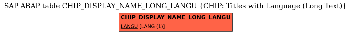 E-R Diagram for table CHIP_DISPLAY_NAME_LONG_LANGU (CHIP: Titles with Language (Long Text))