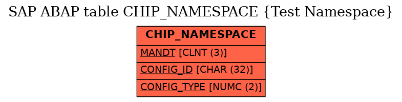 E-R Diagram for table CHIP_NAMESPACE (Test Namespace)