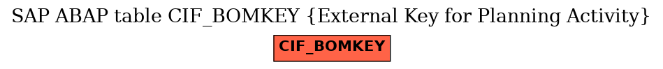 E-R Diagram for table CIF_BOMKEY (External Key for Planning Activity)