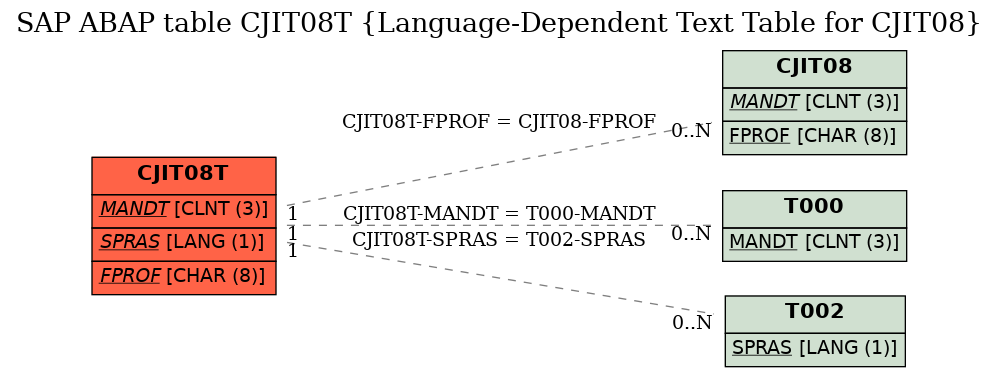 E-R Diagram for table CJIT08T (Language-Dependent Text Table for CJIT08)