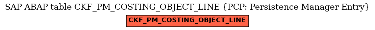 E-R Diagram for table CKF_PM_COSTING_OBJECT_LINE (PCP: Persistence Manager Entry)