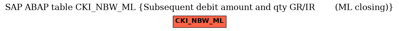 E-R Diagram for table CKI_NBW_ML (Subsequent debit amount and qty GR/IR        (ML closing))