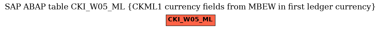 E-R Diagram for table CKI_W05_ML (CKML1 currency fields from MBEW in first ledger currency)