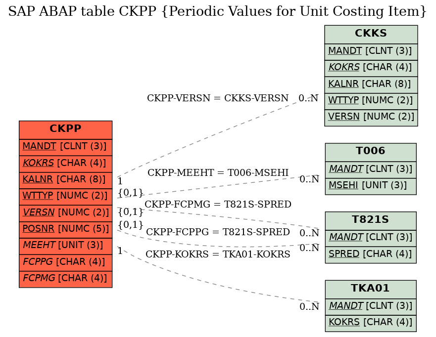 E-R Diagram for table CKPP (Periodic Values for Unit Costing Item)