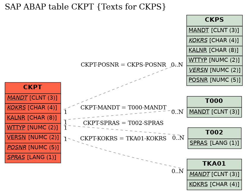 E-R Diagram for table CKPT (Texts for CKPS)