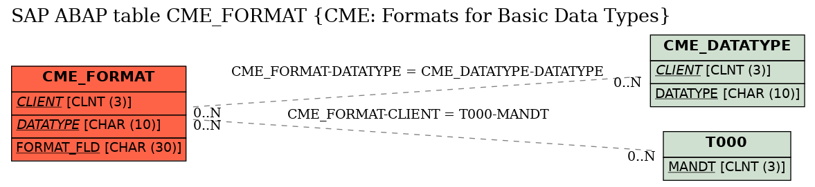 E-R Diagram for table CME_FORMAT (CME: Formats for Basic Data Types)