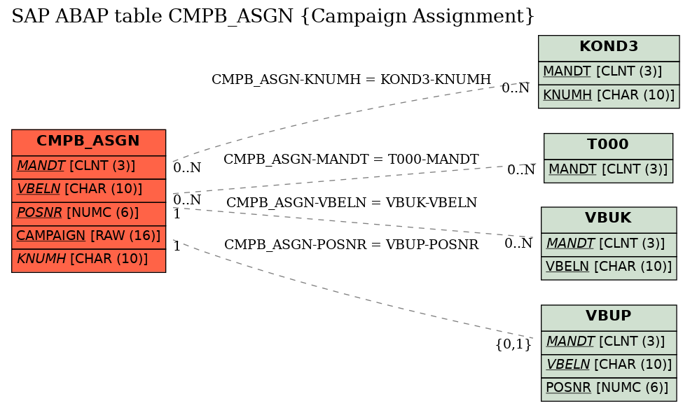 E-R Diagram for table CMPB_ASGN (Campaign Assignment)