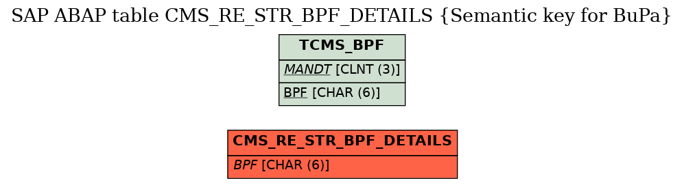 E-R Diagram for table CMS_RE_STR_BPF_DETAILS (Semantic key for BuPa)