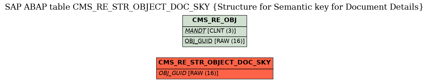 E-R Diagram for table CMS_RE_STR_OBJECT_DOC_SKY (Structure for Semantic key for Document Details)