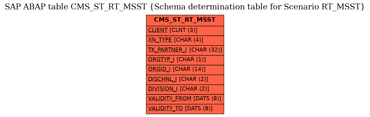 E-R Diagram for table CMS_ST_RT_MSST (Schema determination table for Scenario RT_MSST)