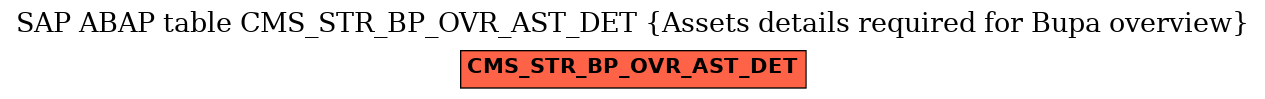 E-R Diagram for table CMS_STR_BP_OVR_AST_DET (Assets details required for Bupa overview)