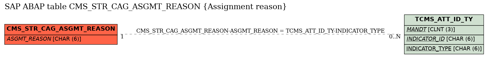 E-R Diagram for table CMS_STR_CAG_ASGMT_REASON (Assignment reason)