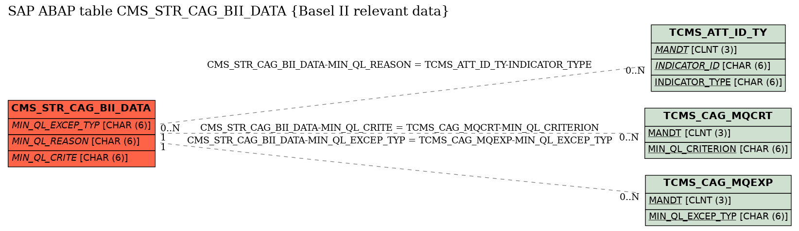 E-R Diagram for table CMS_STR_CAG_BII_DATA (Basel II relevant data)