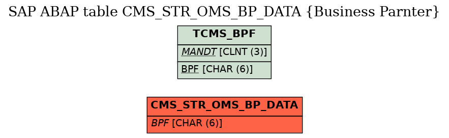 E-R Diagram for table CMS_STR_OMS_BP_DATA (Business Parnter)