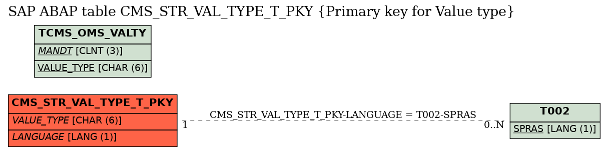E-R Diagram for table CMS_STR_VAL_TYPE_T_PKY (Primary key for Value type)