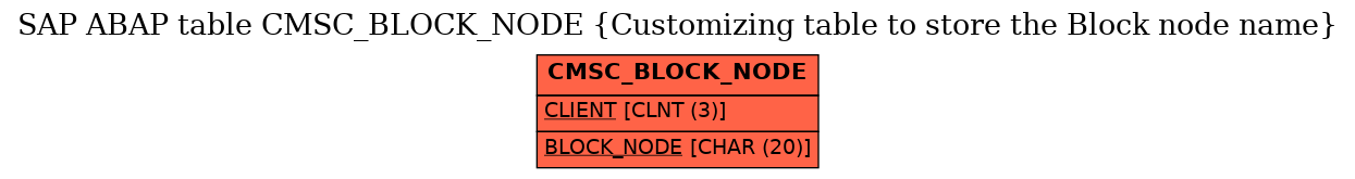 E-R Diagram for table CMSC_BLOCK_NODE (Customizing table to store the Block node name)