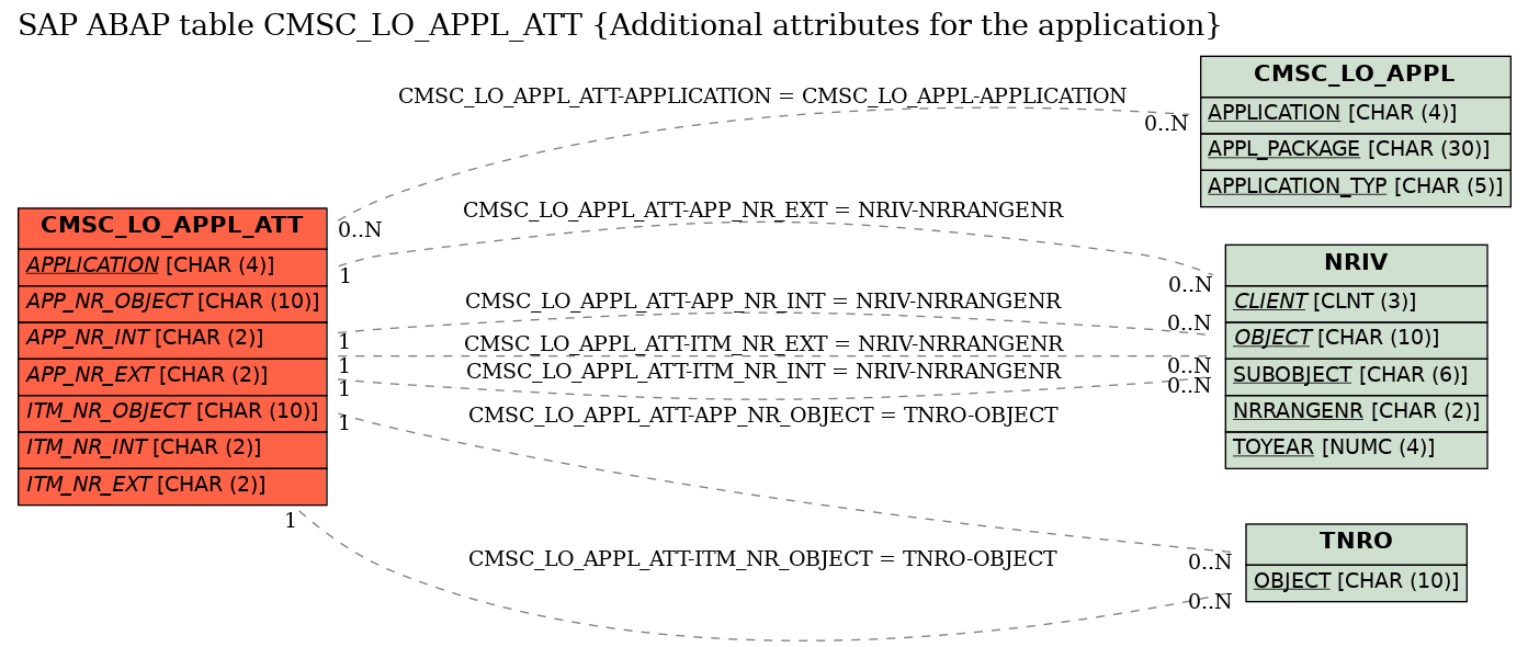 E-R Diagram for table CMSC_LO_APPL_ATT (Additional attributes for the application)