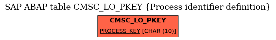 E-R Diagram for table CMSC_LO_PKEY (Process identifier definition)