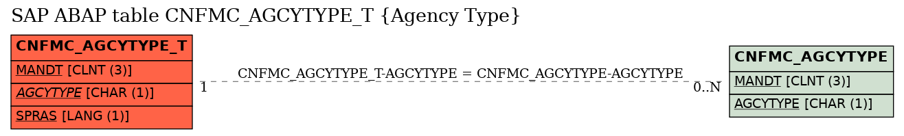 E-R Diagram for table CNFMC_AGCYTYPE_T (Agency Type)