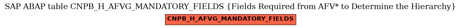 E-R Diagram for table CNPB_H_AFVG_MANDATORY_FIELDS (Fields Required from AFV* to Determine the Hierarchy)