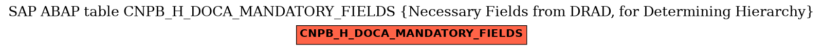 E-R Diagram for table CNPB_H_DOCA_MANDATORY_FIELDS (Necessary Fields from DRAD, for Determining Hierarchy)