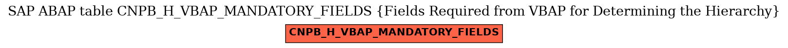 E-R Diagram for table CNPB_H_VBAP_MANDATORY_FIELDS (Fields Required from VBAP for Determining the Hierarchy)