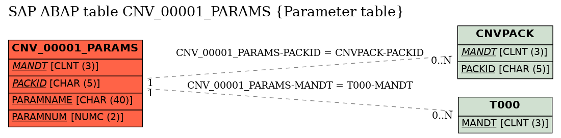 E-R Diagram for table CNV_00001_PARAMS (Parameter table)