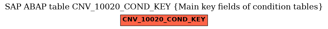 E-R Diagram for table CNV_10020_COND_KEY (Main key fields of condition tables)