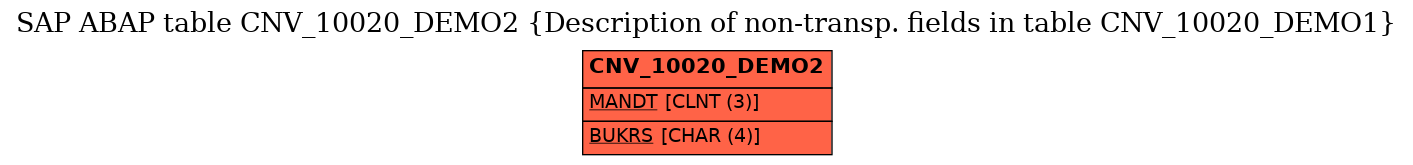 E-R Diagram for table CNV_10020_DEMO2 (Description of non-transp. fields in table CNV_10020_DEMO1)