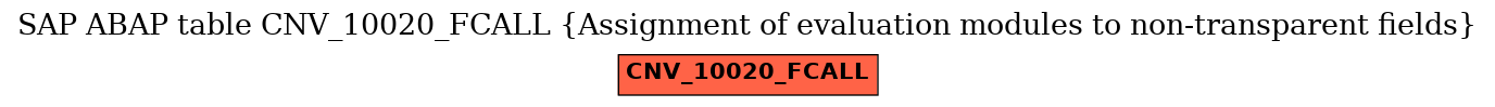 E-R Diagram for table CNV_10020_FCALL (Assignment of evaluation modules to non-transparent fields)