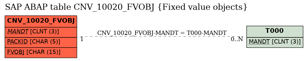 E-R Diagram for table CNV_10020_FVOBJ (Fixed value objects)