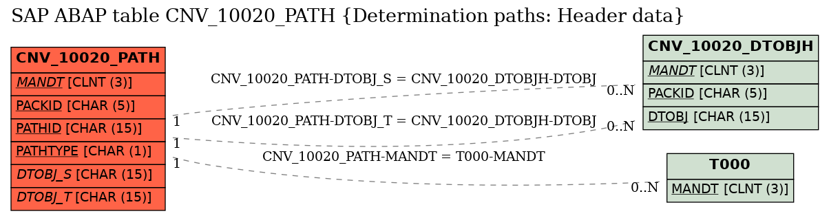 E-R Diagram for table CNV_10020_PATH (Determination paths: Header data)