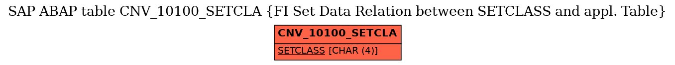 E-R Diagram for table CNV_10100_SETCLA (FI Set Data Relation between SETCLASS and appl. Table)