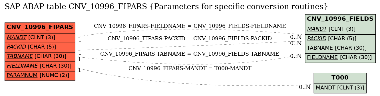 E-R Diagram for table CNV_10996_FIPARS (Parameters for specific conversion routines)