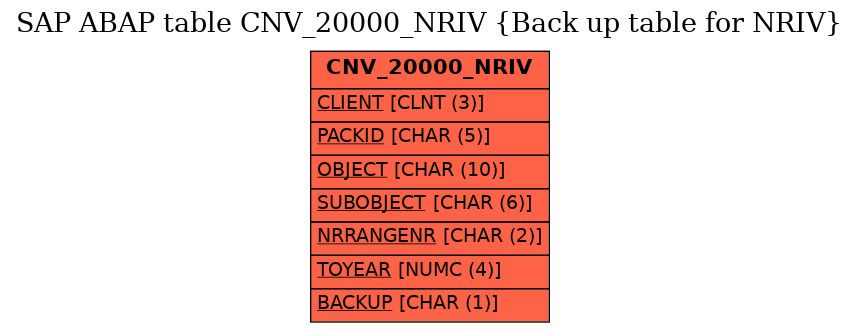 E-R Diagram for table CNV_20000_NRIV (Back up table for NRIV)