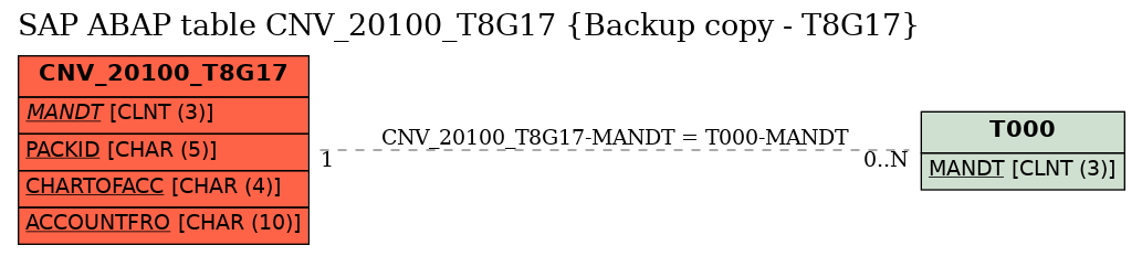 E-R Diagram for table CNV_20100_T8G17 (Backup copy - T8G17)