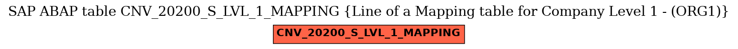 E-R Diagram for table CNV_20200_S_LVL_1_MAPPING (Line of a Mapping table for Company Level 1 - (ORG1))