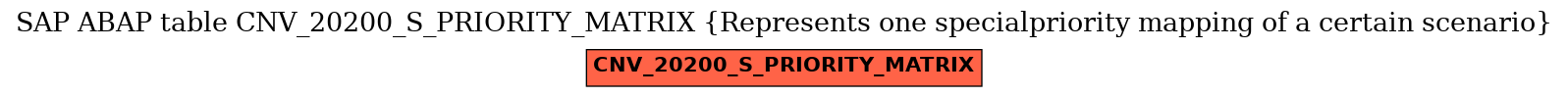 E-R Diagram for table CNV_20200_S_PRIORITY_MATRIX (Represents one specialpriority mapping of a certain scenario)