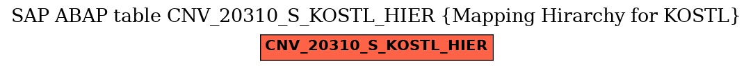 E-R Diagram for table CNV_20310_S_KOSTL_HIER (Mapping Hirarchy for KOSTL)