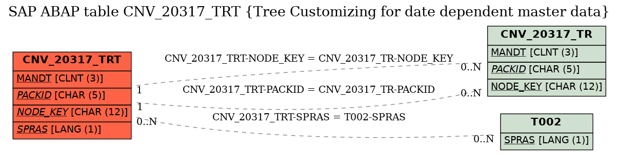 E-R Diagram for table CNV_20317_TRT (Tree Customizing for date dependent master data)