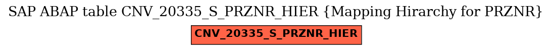 E-R Diagram for table CNV_20335_S_PRZNR_HIER (Mapping Hirarchy for PRZNR)