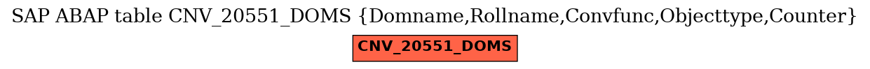 E-R Diagram for table CNV_20551_DOMS (Domname,Rollname,Convfunc,Objecttype,Counter)