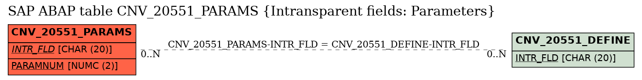 E-R Diagram for table CNV_20551_PARAMS (Intransparent fields: Parameters)