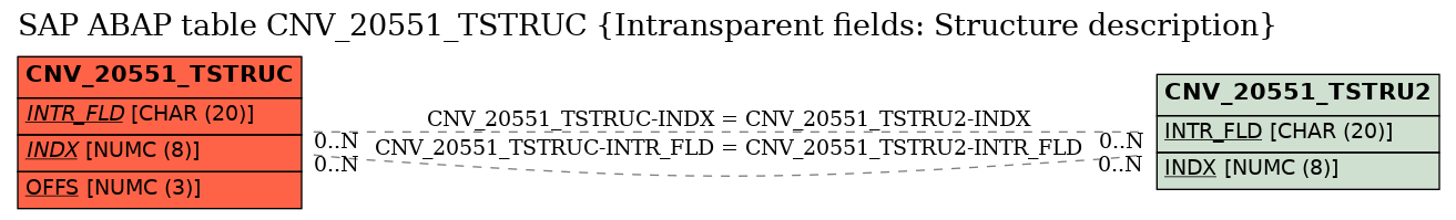 E-R Diagram for table CNV_20551_TSTRUC (Intransparent fields: Structure description)