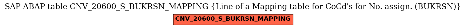 E-R Diagram for table CNV_20600_S_BUKRSN_MAPPING (Line of a Mapping table for CoCd's for No. assign. (BUKRSN))