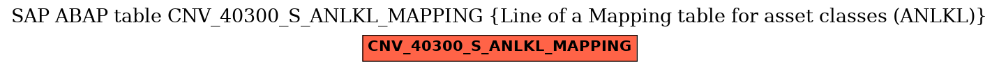 E-R Diagram for table CNV_40300_S_ANLKL_MAPPING (Line of a Mapping table for asset classes (ANLKL))