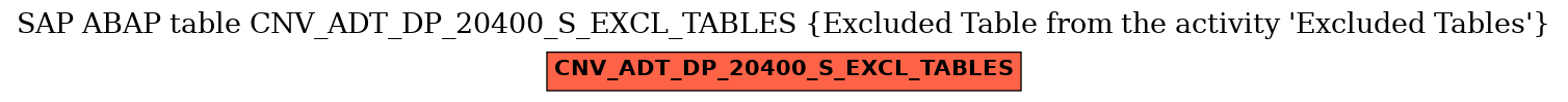 E-R Diagram for table CNV_ADT_DP_20400_S_EXCL_TABLES (Excluded Table from the activity 'Excluded Tables')