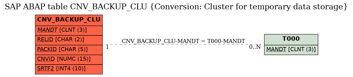 E-R Diagram for table CNV_BACKUP_CLU (Conversion: Cluster for temporary data storage)