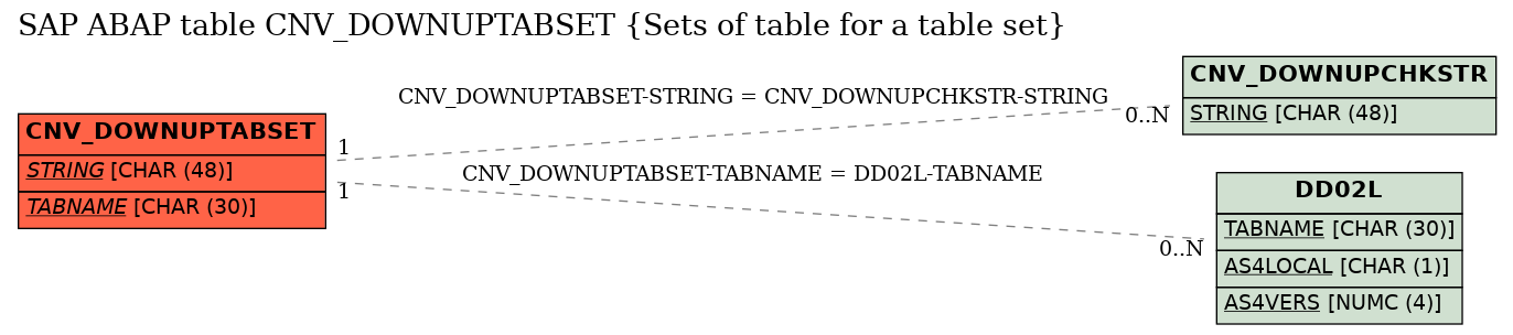 E-R Diagram for table CNV_DOWNUPTABSET (Sets of table for a table set)