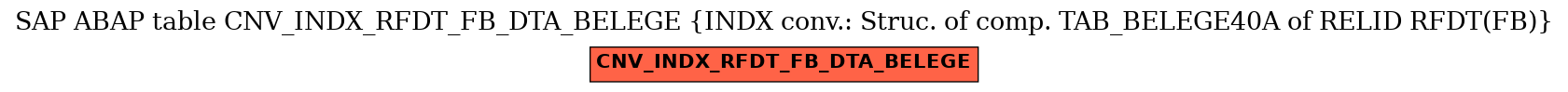 E-R Diagram for table CNV_INDX_RFDT_FB_DTA_BELEGE (INDX conv.: Struc. of comp. TAB_BELEGE40A of RELID RFDT(FB))